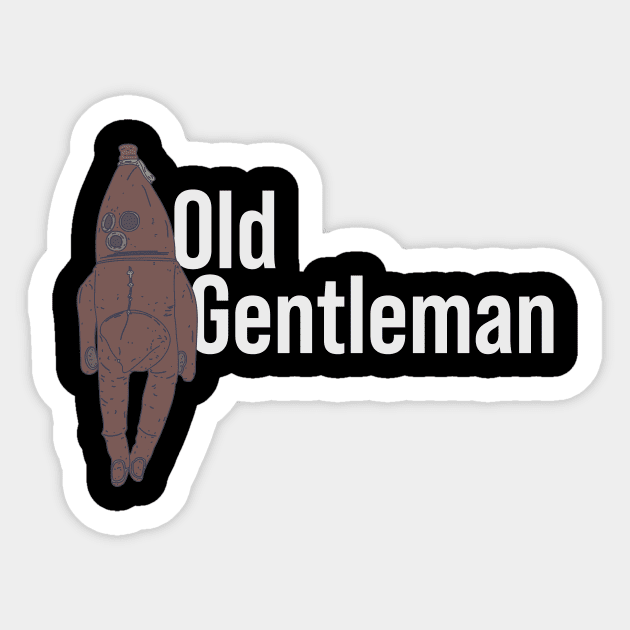 Old Gentleman of Raahe Text - Cowskin Suit - Diving Dress Sticker by DeWinnes